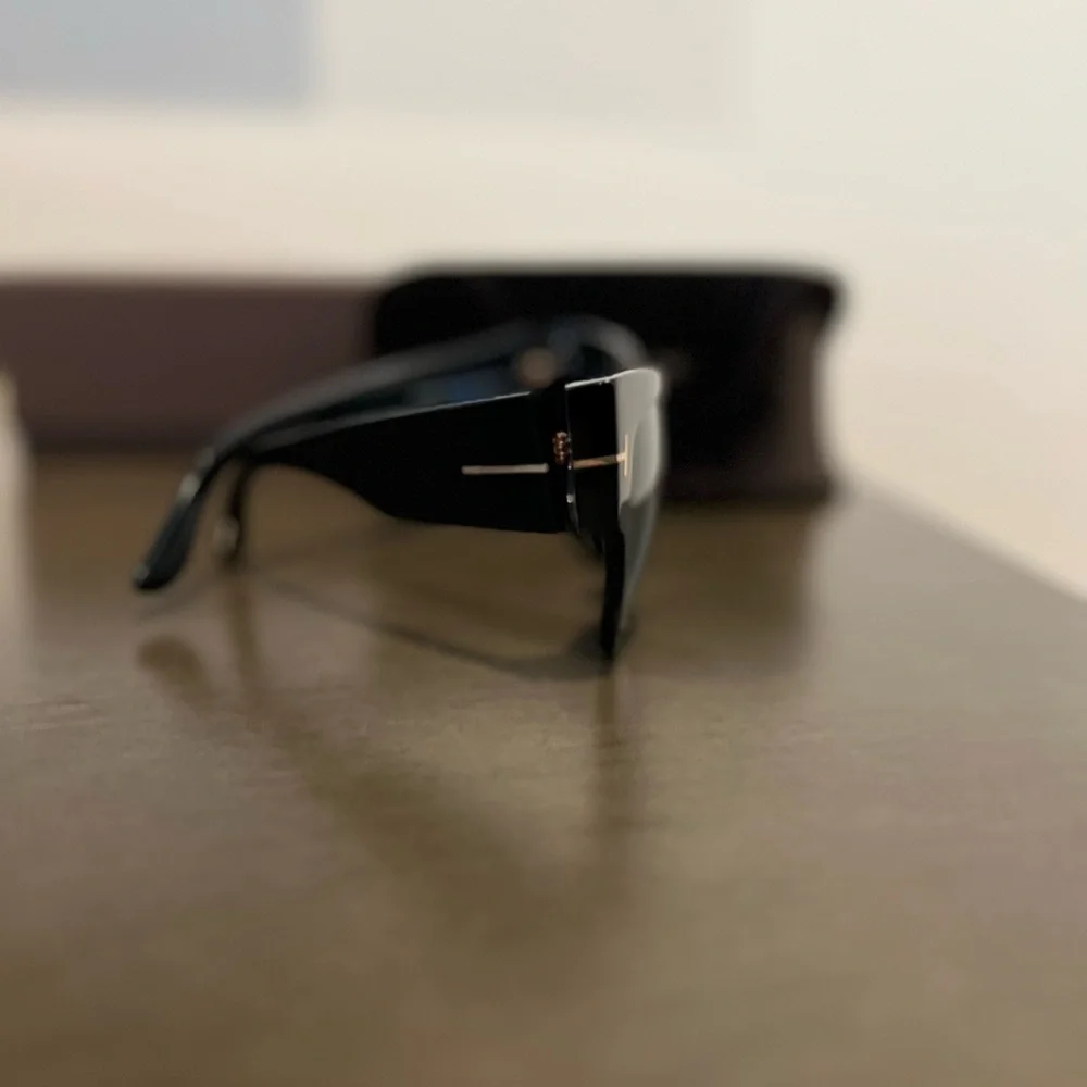 Tom Ford Black Cat-Eye Sunglasses with Gold Accents